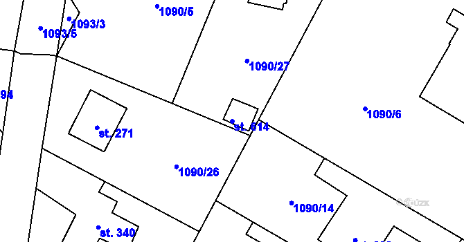 Parcela st. 614 v KÚ Malé Žernoseky, Katastrální mapa