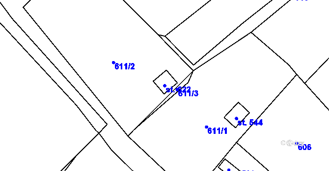 Parcela st. 622 v KÚ Malé Žernoseky, Katastrální mapa