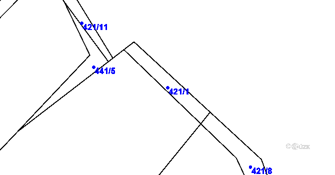 Parcela st. 421/1 v KÚ Maleč, Katastrální mapa