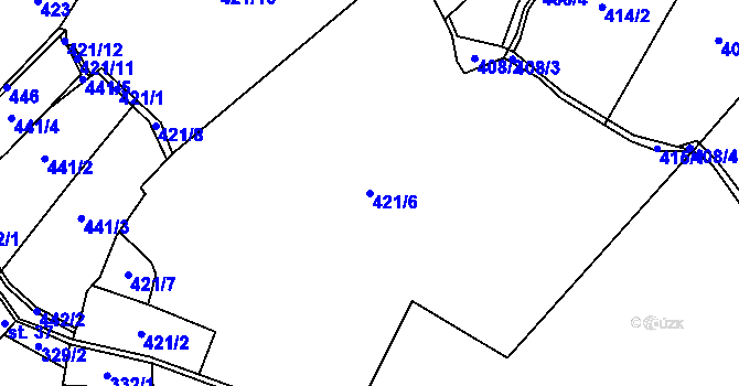 Parcela st. 421/6 v KÚ Maleč, Katastrální mapa