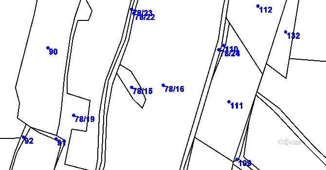 Parcela st. 78/16 v KÚ Maleč, Katastrální mapa