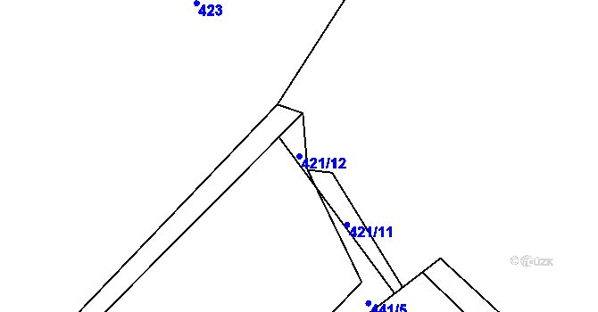 Parcela st. 421/12 v KÚ Maleč, Katastrální mapa