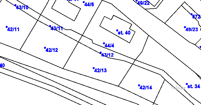 Parcela st. 43/12 v KÚ Maleč, Katastrální mapa