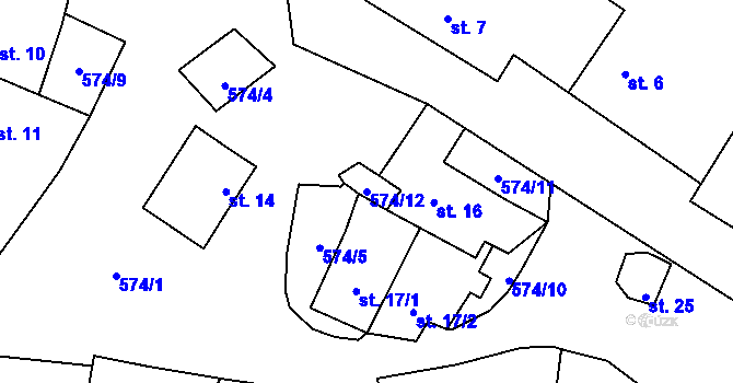 Parcela st. 574/12 v KÚ Maleč, Katastrální mapa