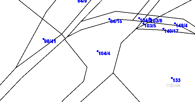 Parcela st. 104/4 v KÚ Horní Lhotka, Katastrální mapa