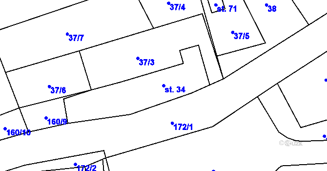 Parcela st. 34 v KÚ Hranice u Malče, Katastrální mapa