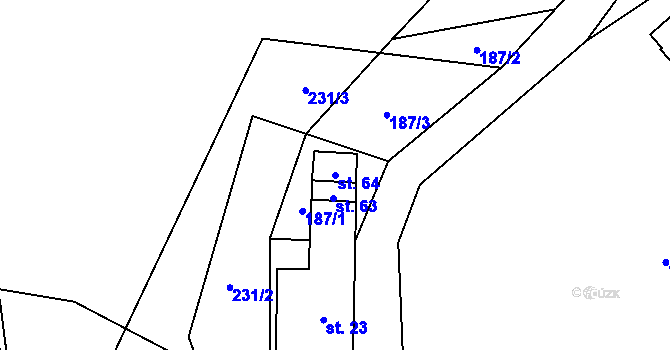 Parcela st. 64 v KÚ Hranice u Malče, Katastrální mapa