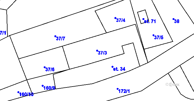 Parcela st. 37/3 v KÚ Hranice u Malče, Katastrální mapa