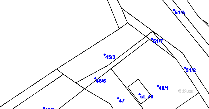 Parcela st. 45/3 v KÚ Hranice u Malče, Katastrální mapa