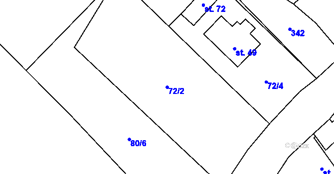 Parcela st. 72/2 v KÚ Hranice u Malče, Katastrální mapa