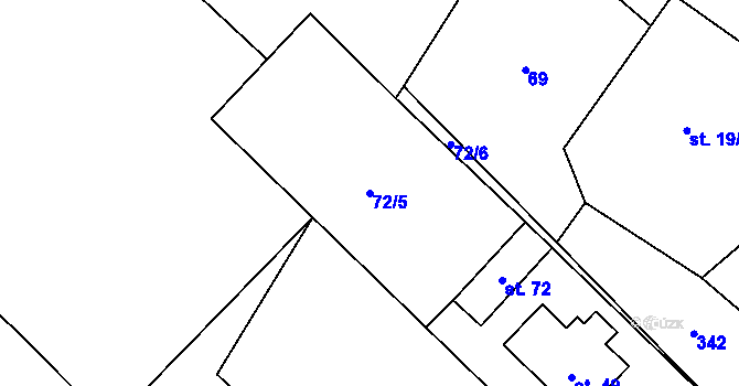 Parcela st. 72/5 v KÚ Hranice u Malče, Katastrální mapa