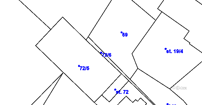 Parcela st. 72/6 v KÚ Hranice u Malče, Katastrální mapa
