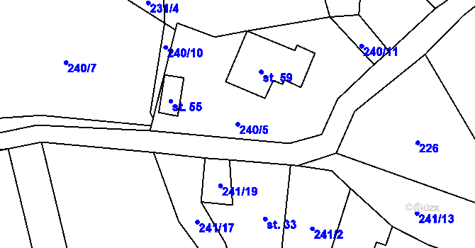Parcela st. 240/5 v KÚ Hranice u Malče, Katastrální mapa