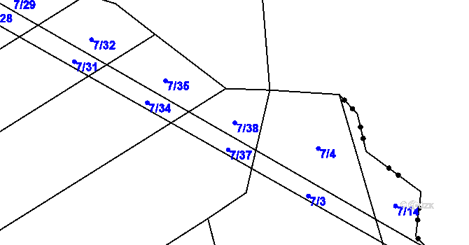 Parcela st. 7/38 v KÚ Hranice u Malče, Katastrální mapa