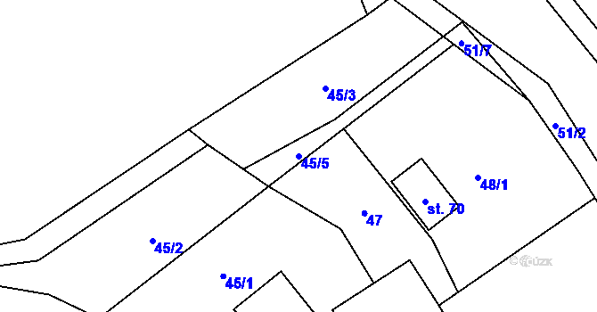 Parcela st. 45/5 v KÚ Hranice u Malče, Katastrální mapa