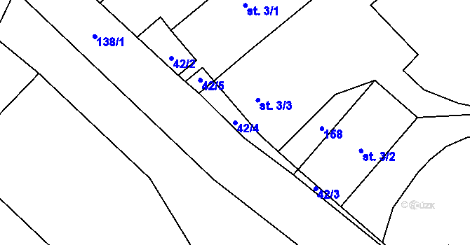 Parcela st. 42/4 v KÚ Jeníkovec, Katastrální mapa
