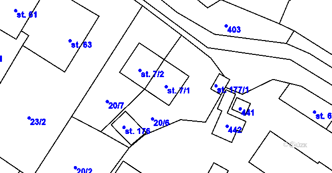 Parcela st. 7/1 v KÚ Maleč u Chotěboře, Katastrální mapa