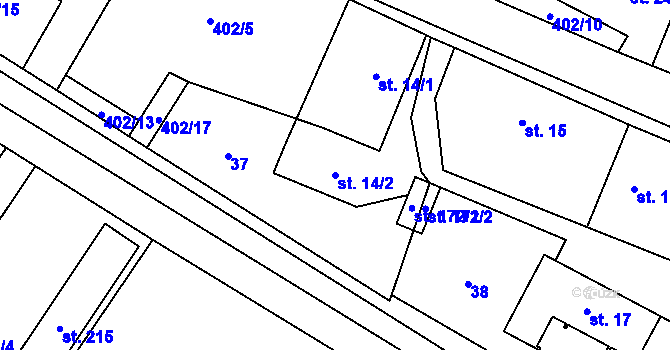 Parcela st. 14/2 v KÚ Maleč u Chotěboře, Katastrální mapa