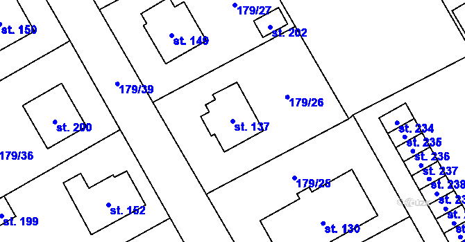 Parcela st. 137 v KÚ Maleč u Chotěboře, Katastrální mapa