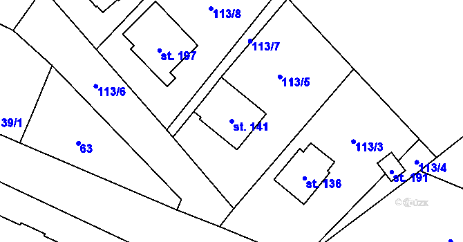 Parcela st. 141 v KÚ Maleč u Chotěboře, Katastrální mapa