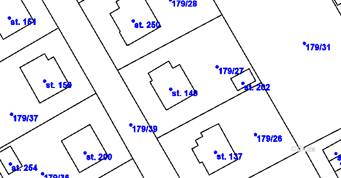Parcela st. 149 v KÚ Maleč u Chotěboře, Katastrální mapa