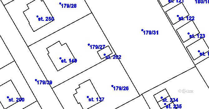 Parcela st. 202 v KÚ Maleč u Chotěboře, Katastrální mapa