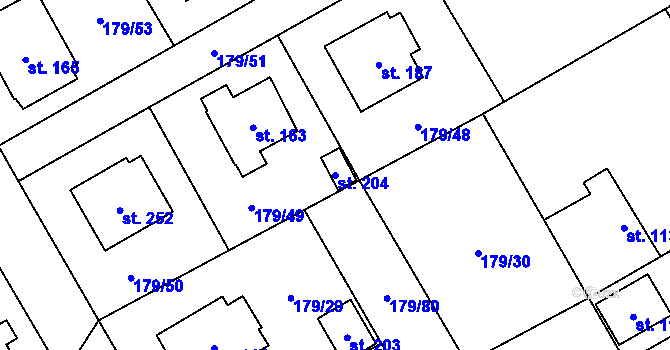 Parcela st. 204 v KÚ Maleč u Chotěboře, Katastrální mapa
