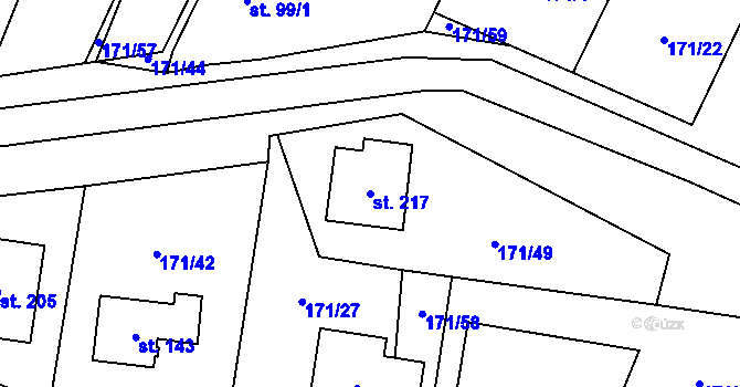 Parcela st. 217 v KÚ Maleč u Chotěboře, Katastrální mapa