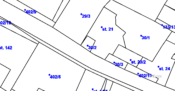 Parcela st. 30/2 v KÚ Maleč u Chotěboře, Katastrální mapa