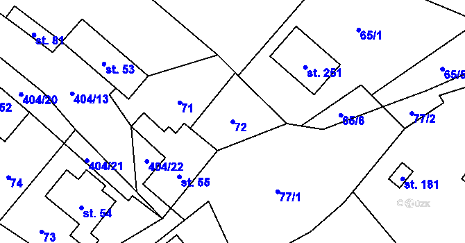 Parcela st. 72 v KÚ Maleč u Chotěboře, Katastrální mapa