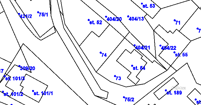 Parcela st. 74 v KÚ Maleč u Chotěboře, Katastrální mapa