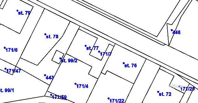 Parcela st. 171/7 v KÚ Maleč u Chotěboře, Katastrální mapa