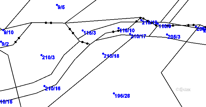 Parcela st. 210/18 v KÚ Maleč u Chotěboře, Katastrální mapa