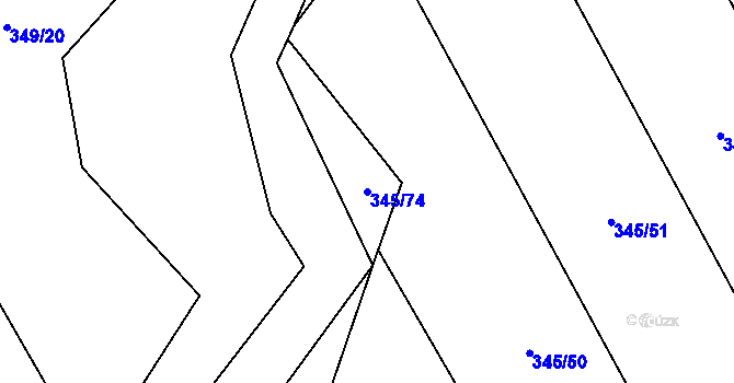 Parcela st. 345/74 v KÚ Maleč u Chotěboře, Katastrální mapa