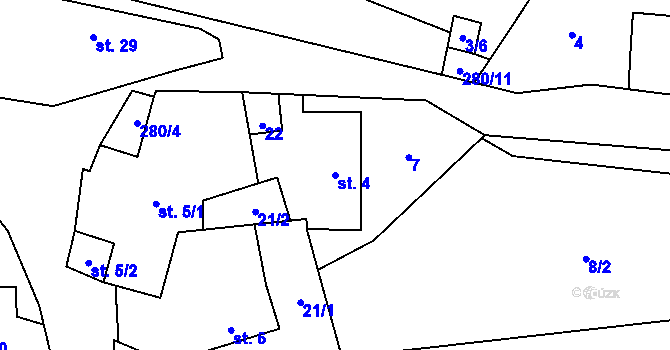 Parcela st. 4 v KÚ Předboř u Malče, Katastrální mapa