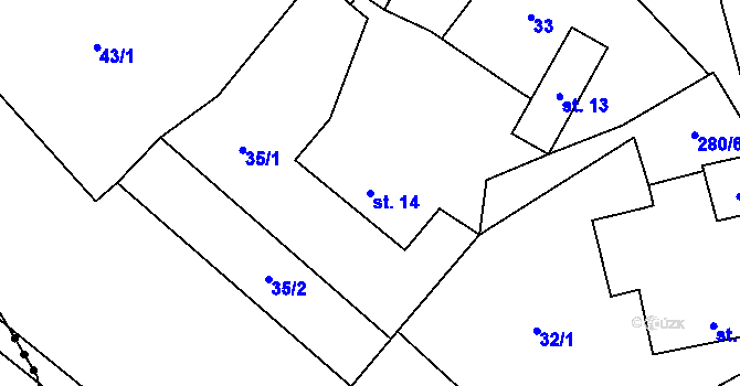 Parcela st. 14 v KÚ Předboř u Malče, Katastrální mapa