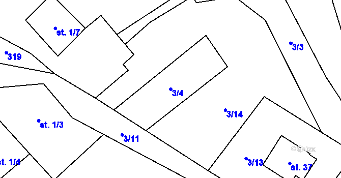 Parcela st. 3/4 v KÚ Předboř u Malče, Katastrální mapa