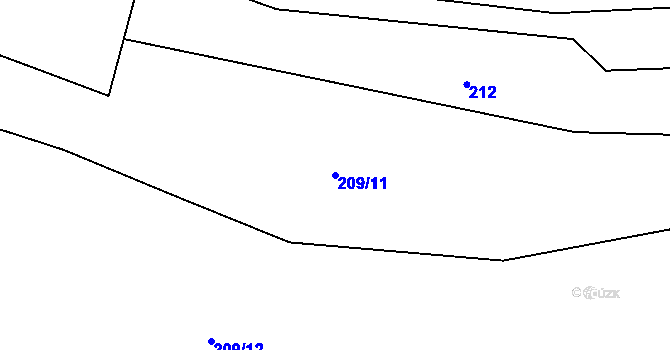 Parcela st. 209/11 v KÚ Předboř u Malče, Katastrální mapa