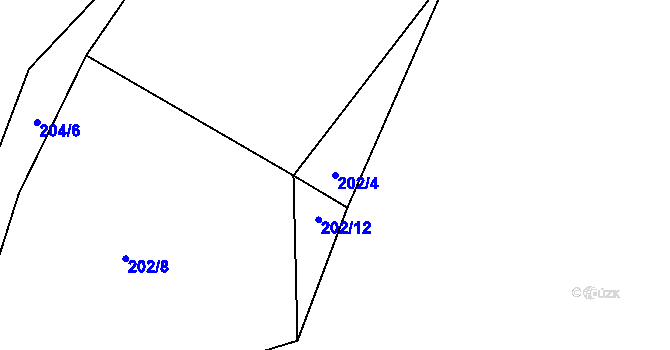 Parcela st. 202/4 v KÚ Předboř u Malče, Katastrální mapa