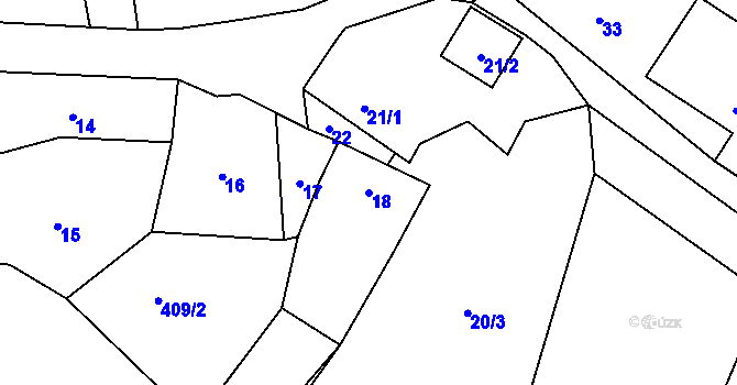 Parcela st. 18 v KÚ Březí u Malečova, Katastrální mapa