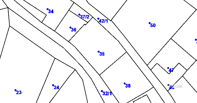 Parcela st. 35 v KÚ Březí u Malečova, Katastrální mapa