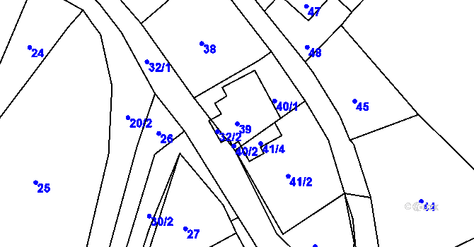 Parcela st. 39 v KÚ Březí u Malečova, Katastrální mapa