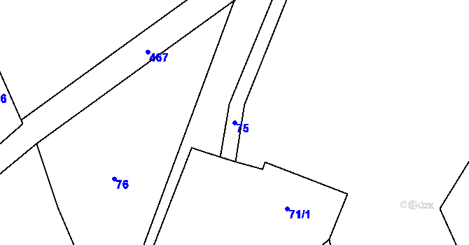 Parcela st. 75 v KÚ Březí u Malečova, Katastrální mapa