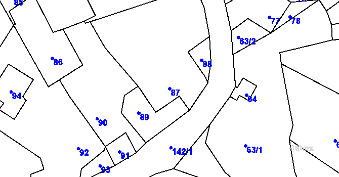 Parcela st. 87 v KÚ Březí u Malečova, Katastrální mapa