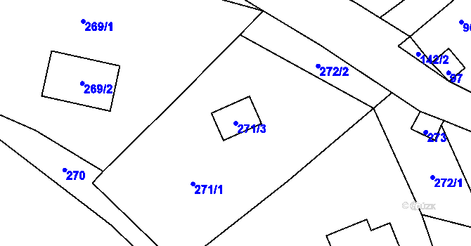 Parcela st. 271/3 v KÚ Březí u Malečova, Katastrální mapa