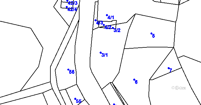 Parcela st. 3/1 v KÚ Kojetice u Malečova, Katastrální mapa