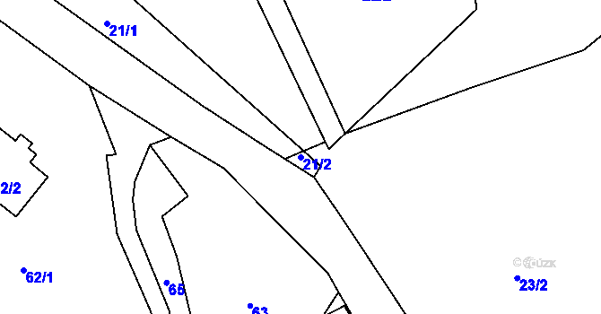 Parcela st. 21/2 v KÚ Kojetice u Malečova, Katastrální mapa