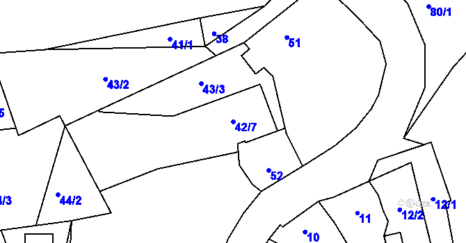 Parcela st. 42/7 v KÚ Kojetice u Malečova, Katastrální mapa