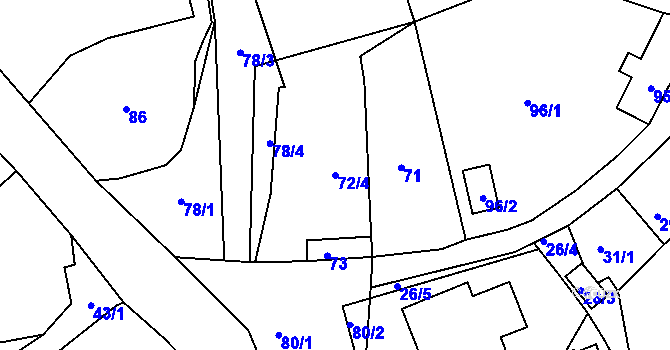 Parcela st. 72/4 v KÚ Kojetice u Malečova, Katastrální mapa