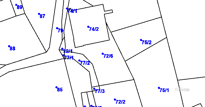 Parcela st. 72/6 v KÚ Kojetice u Malečova, Katastrální mapa